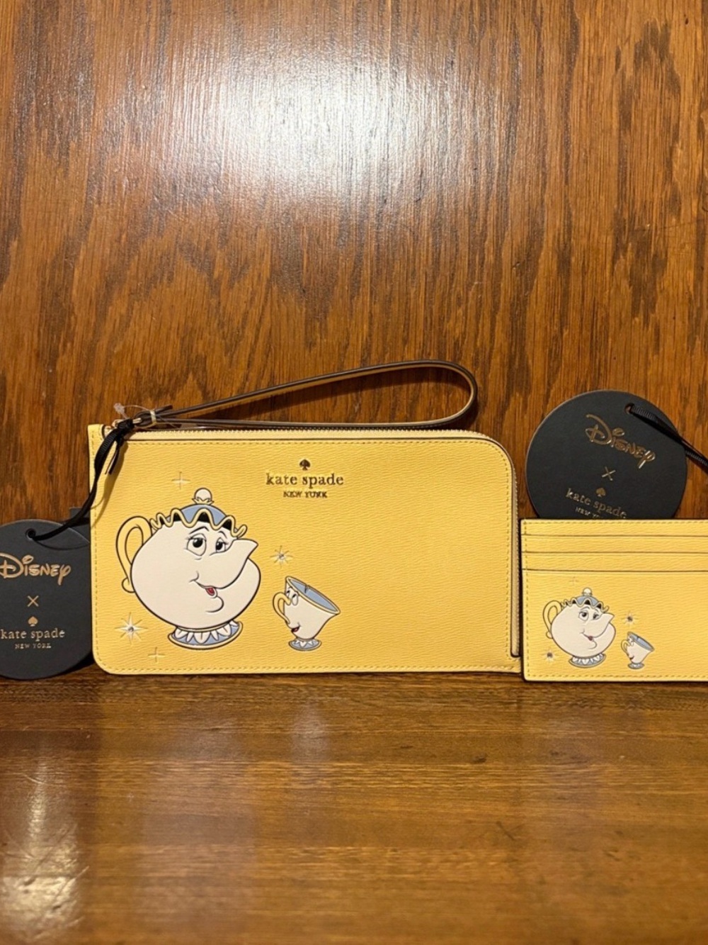 Kate spade X Disney Mrs. Potts & Chip Wristlet with Cardholder BRAND NEW